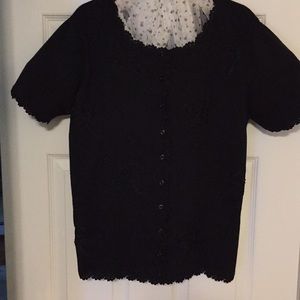 Black dressy sweater, embroidered & beaded.
